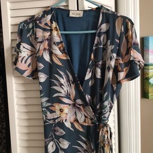 Blue wrap style dress